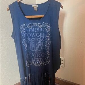 Wrangler Navy Fringe Cowgirl Tank